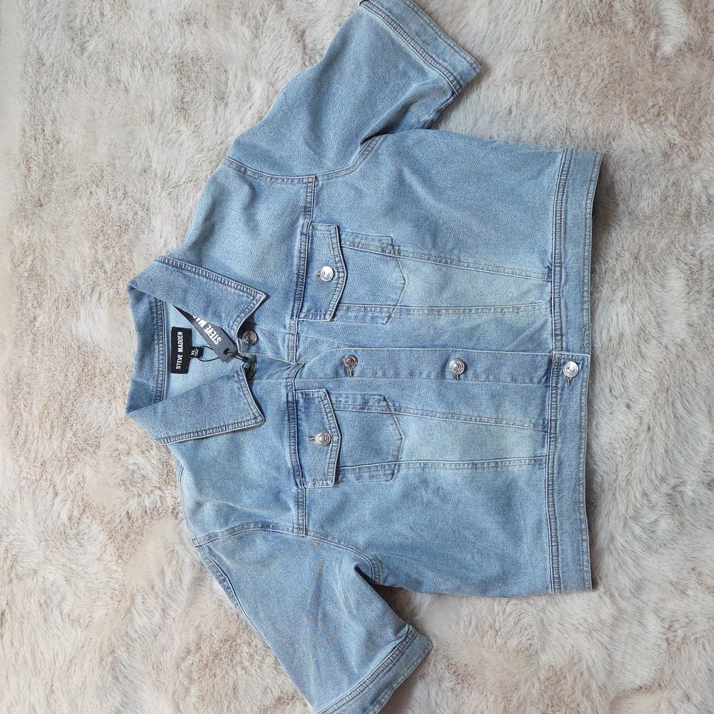 Steve Madden Light Blue Cropped Denim Jacket